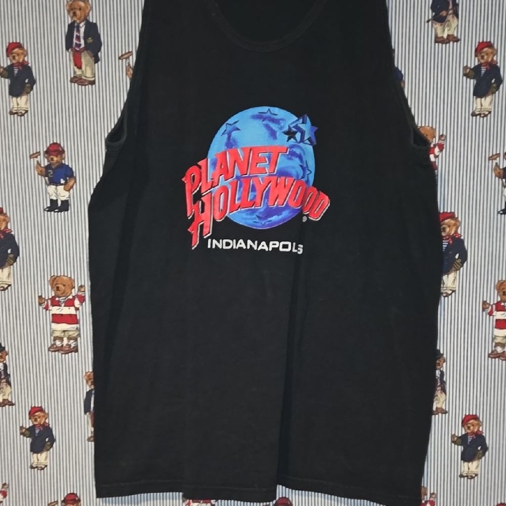 Vintage 90s Planet Hollywood Indianapolis Black Tank Top Adult Large - Picture 3 of 9